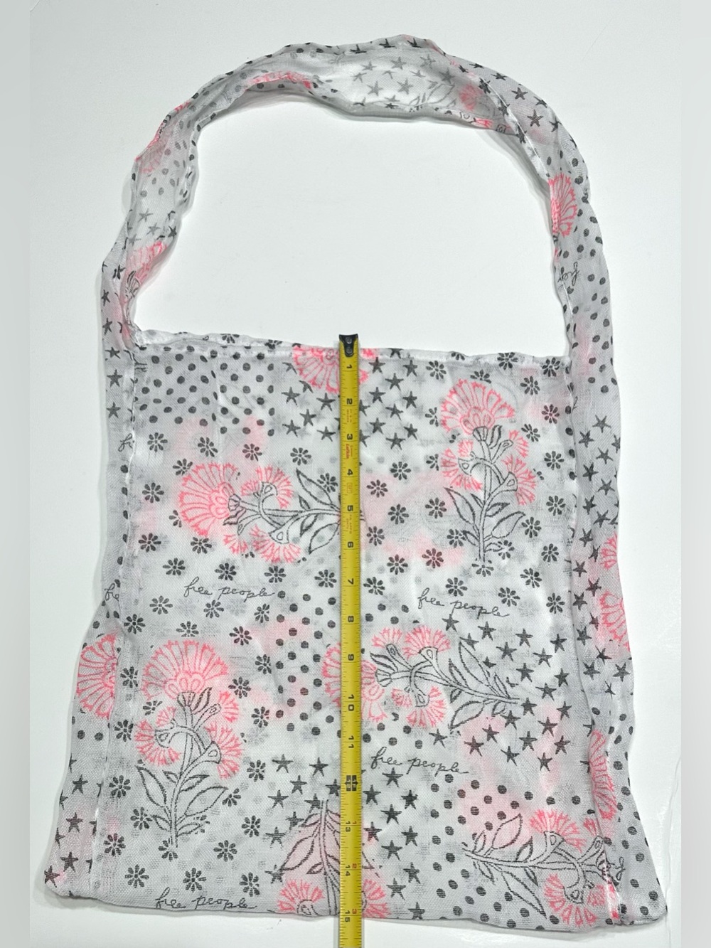 Free People Reusable MEDIUM Tote Crossbody Shoulder Bag, Gauze Boho Shopping Bag - Picture 4 of 7